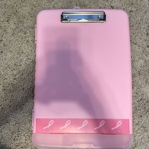 Pink Clipboard with Inner Compartment and Pen Holder